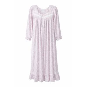 Eileen West Floral Lace Detail Night Gown Pink Small Cottage Romantic Prairie
